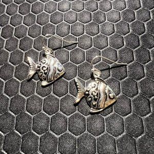 Fish Earrings 18K White Gold Plated